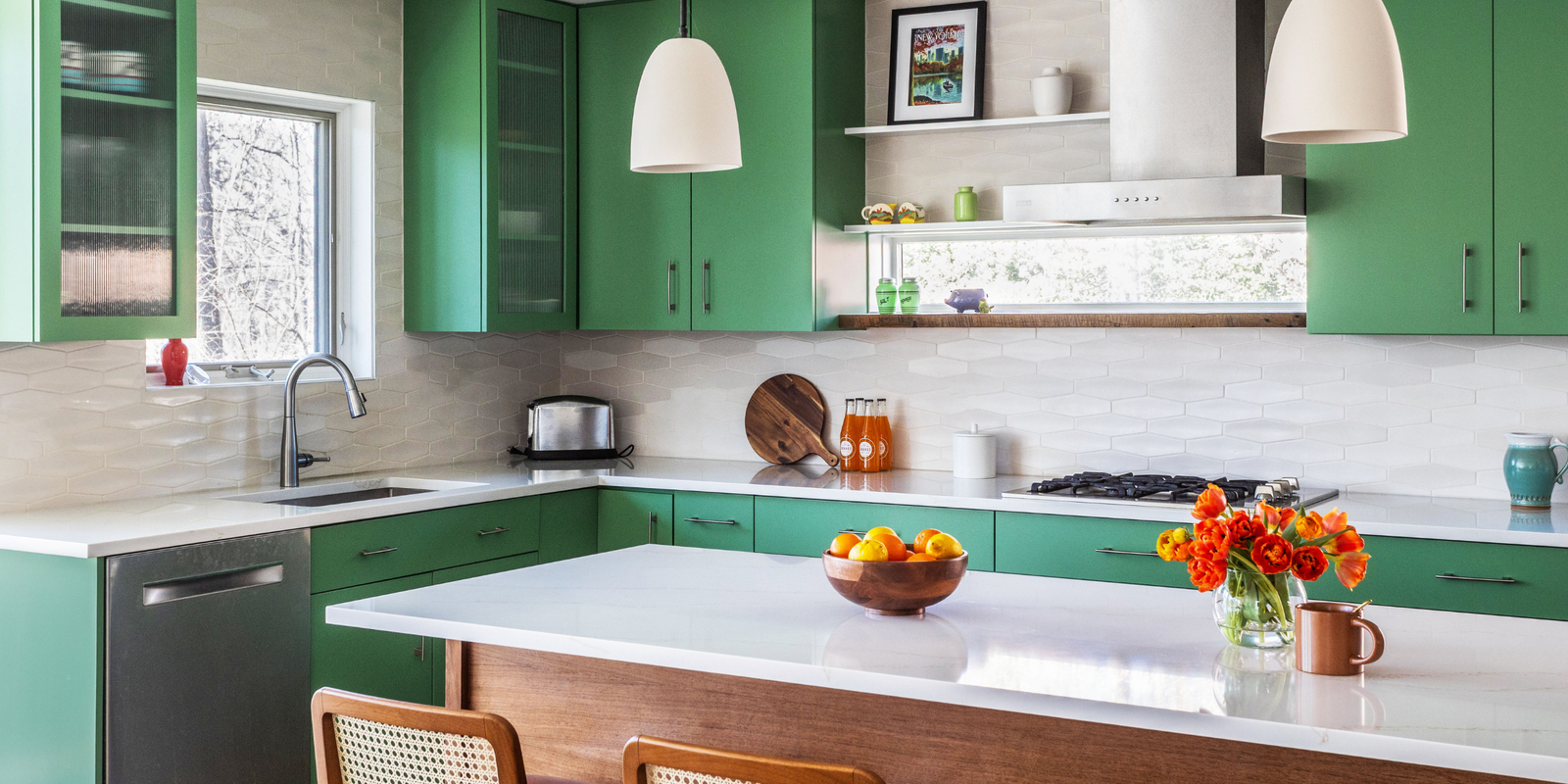 Grey Elongated Hex Backsplash