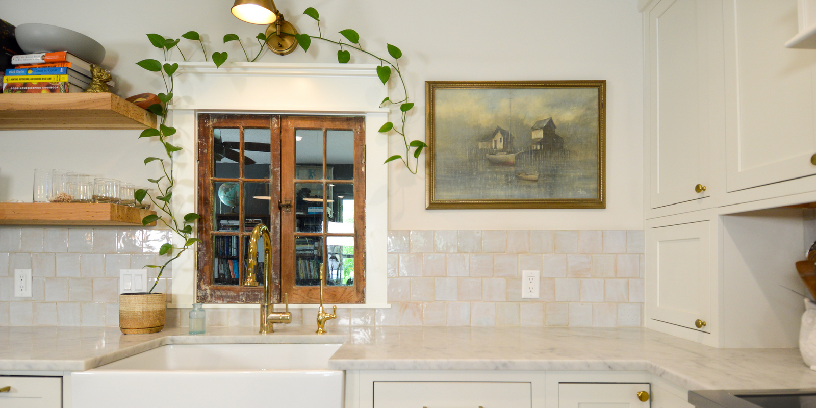 White Zellige Kitchen Backsplash