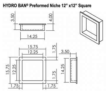 PolyNiche Foam Shower Niche - EPS Waterproof 12x12 - Shampoo