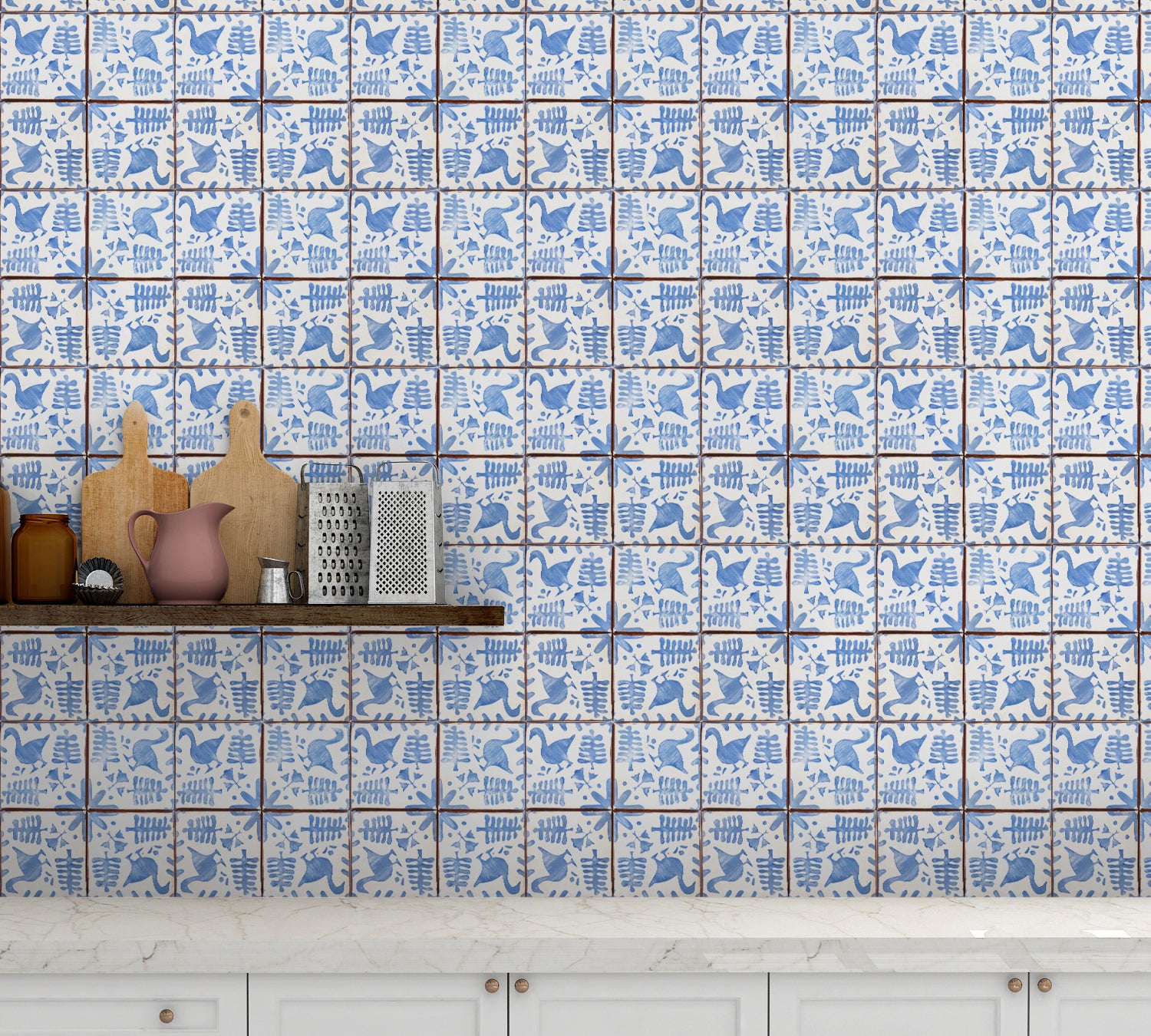 terra 6x6 terracotta tile- love story in cornflower blue – Lauren Liess